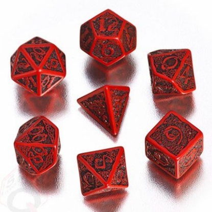 Picture of Celtic 3D Red-black dice, Set of 7