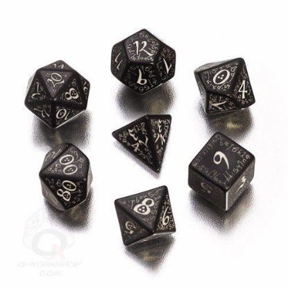 Picture of Elven black glow-in-the-dark dice, Set of 7
