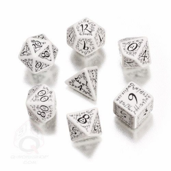 Picture of Elven white-black dice, Set of 7