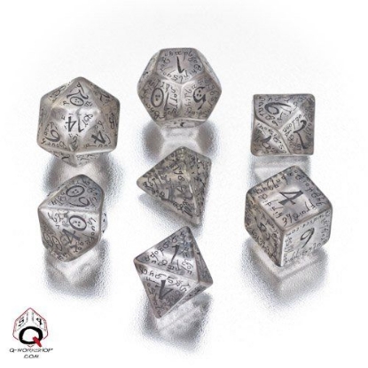 Picture of Elven transparent-black dice, Set of 7