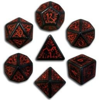 Picture of Elven black-red dice, Set of 7