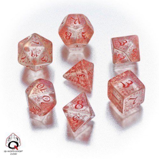 Picture of Elven transparent-red dice, Set of 7