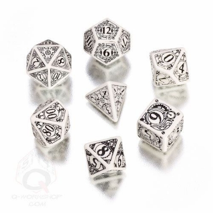 Picture of Steampunk white-black dice, Set of 7