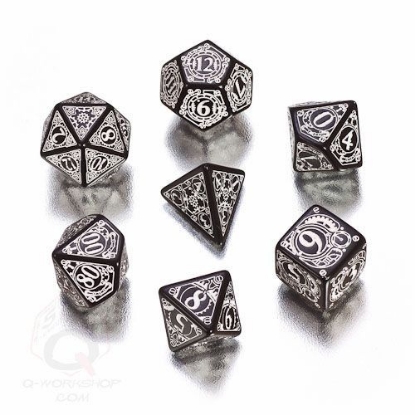 Picture of Steampunk black-white dice, Set of 7