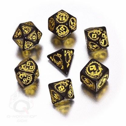 Picture of Dragons Black-yellow dice set, Set of 7