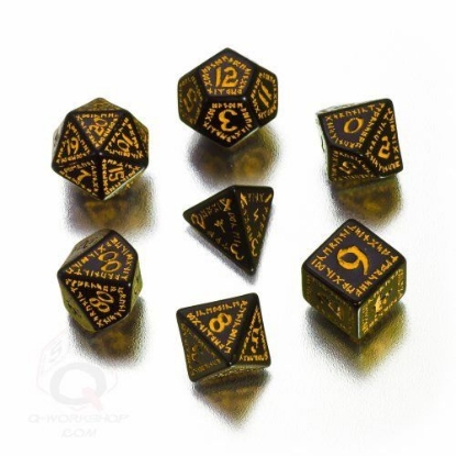Picture of Runic Black-yellow Dice set, Set of 7