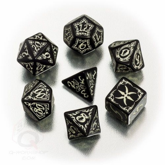 Picture of Tribal black glow-in-the-dark dice, Set of 7