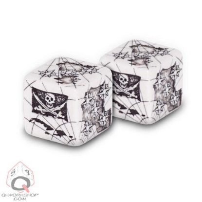Picture of Pirate Dice Set White-black, Set of 2 d6