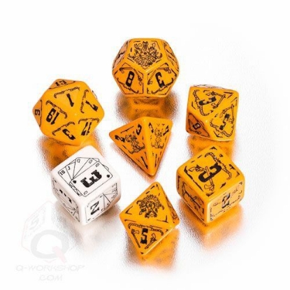 Picture of Orange-black Deadlands dice set, set of 7