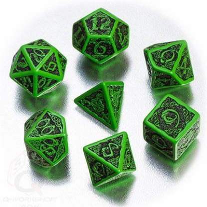 Picture of Celtic 3D Green-black  dice set, Set of 7