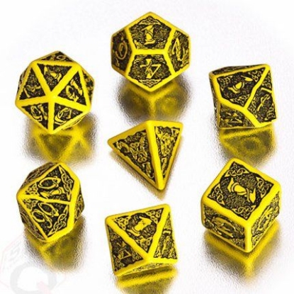 Picture of Celtic 3D Yellow-black  dice set, Set of 7
