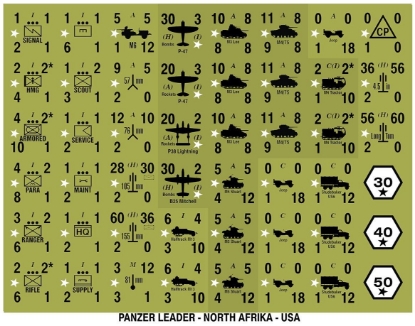 Picture of Panzer Leader Blitz Quarter Page of USA North Africa Counters