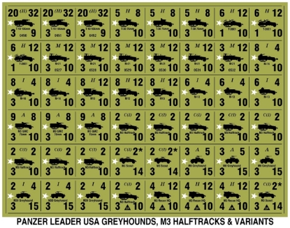 Picture of Panzer Blitz Quarter Page of USA Halftrack Variant Counters