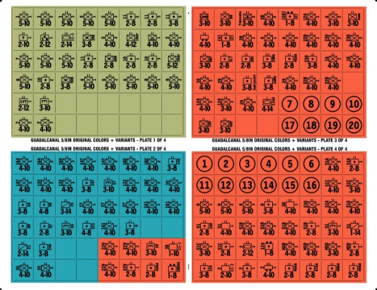 Picture of Guadalcanal Replacement and Variant counters in 5/8in - Original Colors
