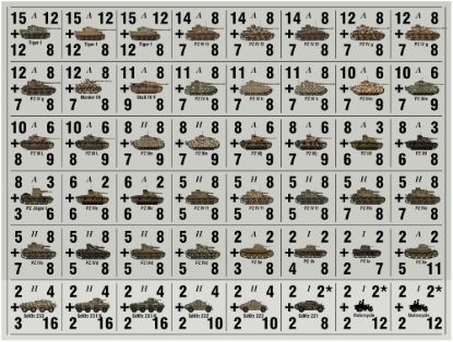 Picture of Panzer Leader Blitz Quarter Page of North Africa CAMO German Tank Counters with Iron Cross